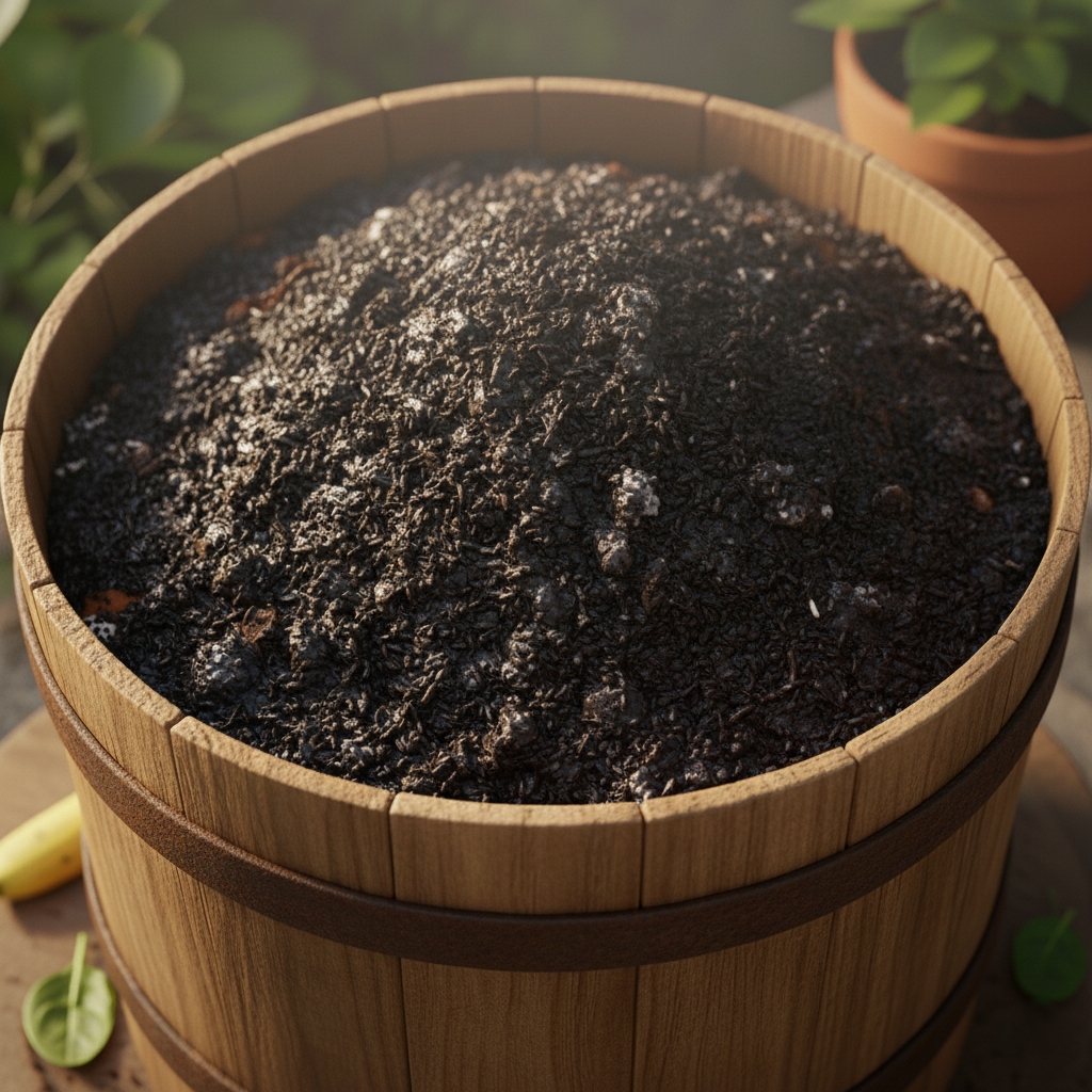 Stage 2 image: Compost bin after one week, showing materials heating and beginning to break down.