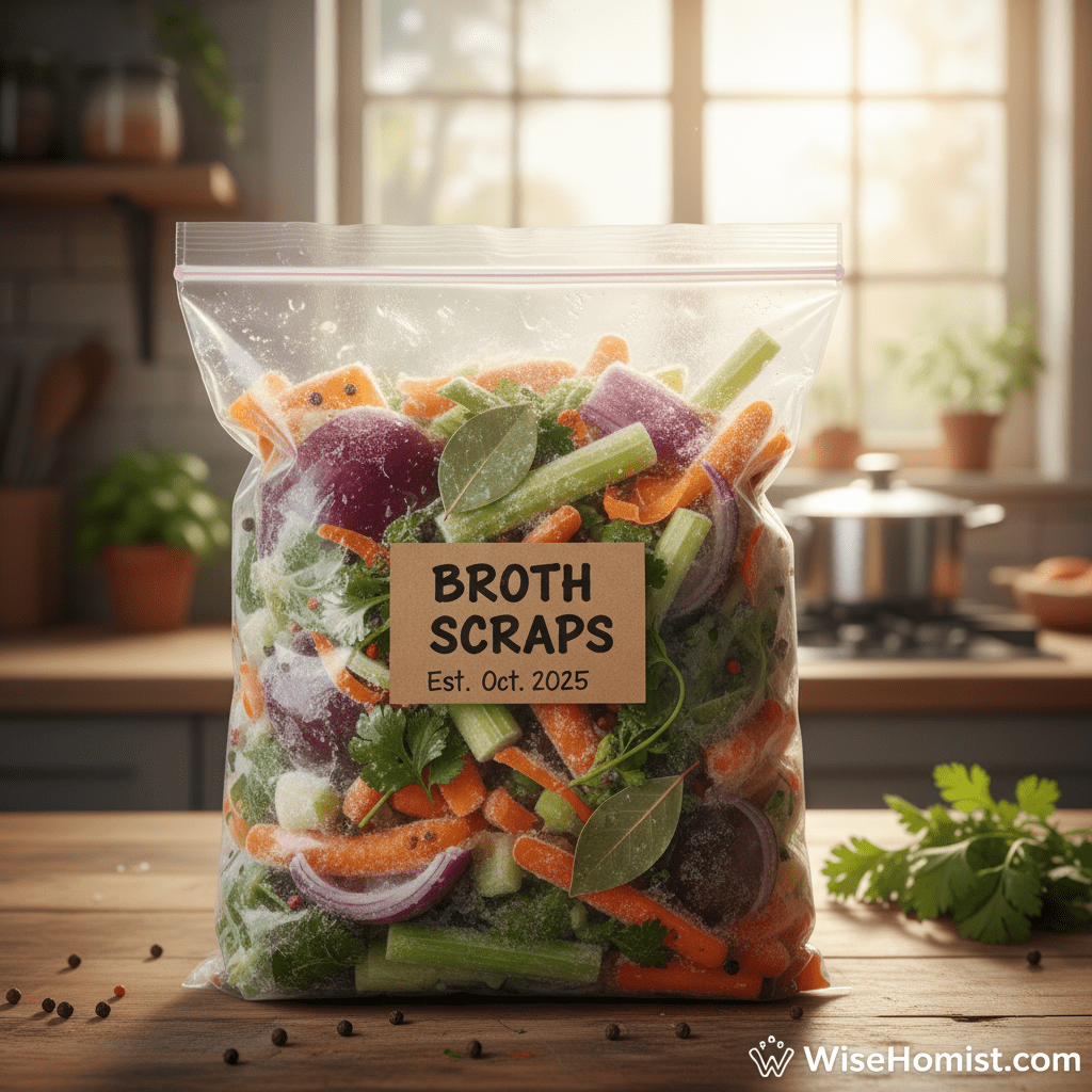 Vegetable scraps simmering in a pot