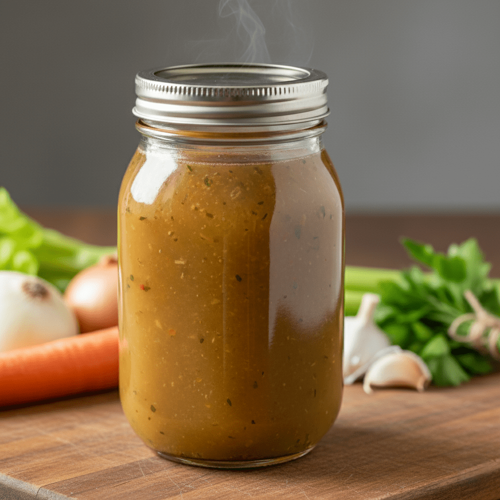 Frozen vegetable broth cubes in an ice tray